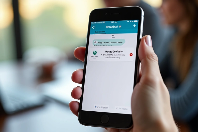 A hand holding a smartphone displaying a calendar with a booked online consultation, symbolizing convenience and scheduling.